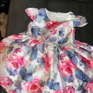 Floral Butterfly Dress with Beaded Waist